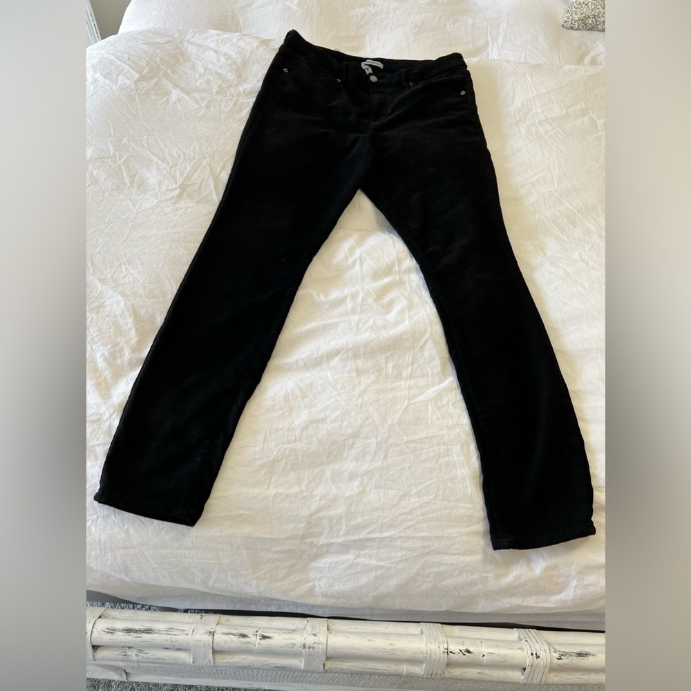 Good American Good Legs Crop Jeans SZ 15 Black Velvety.